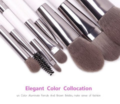 8pcs High Quality White Cylinder Brush Set With  Synthetic Hair