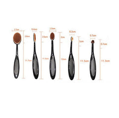 5 Pcs Cosmetic Oval Toothbrush Makeup Brushes Set